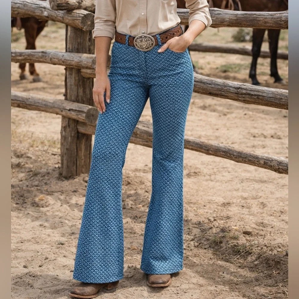 H BAR C Ranchwear TOMBOY Riding Western Cowboy Vtg 28 X 31 Rockabilly Flare Pant - Picture 1 of 10